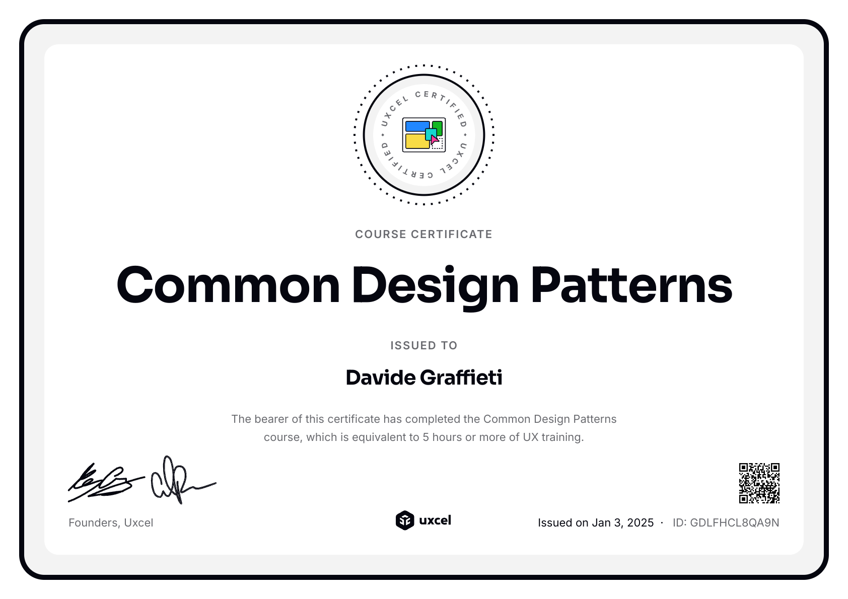 Davide Graffieti's certificate